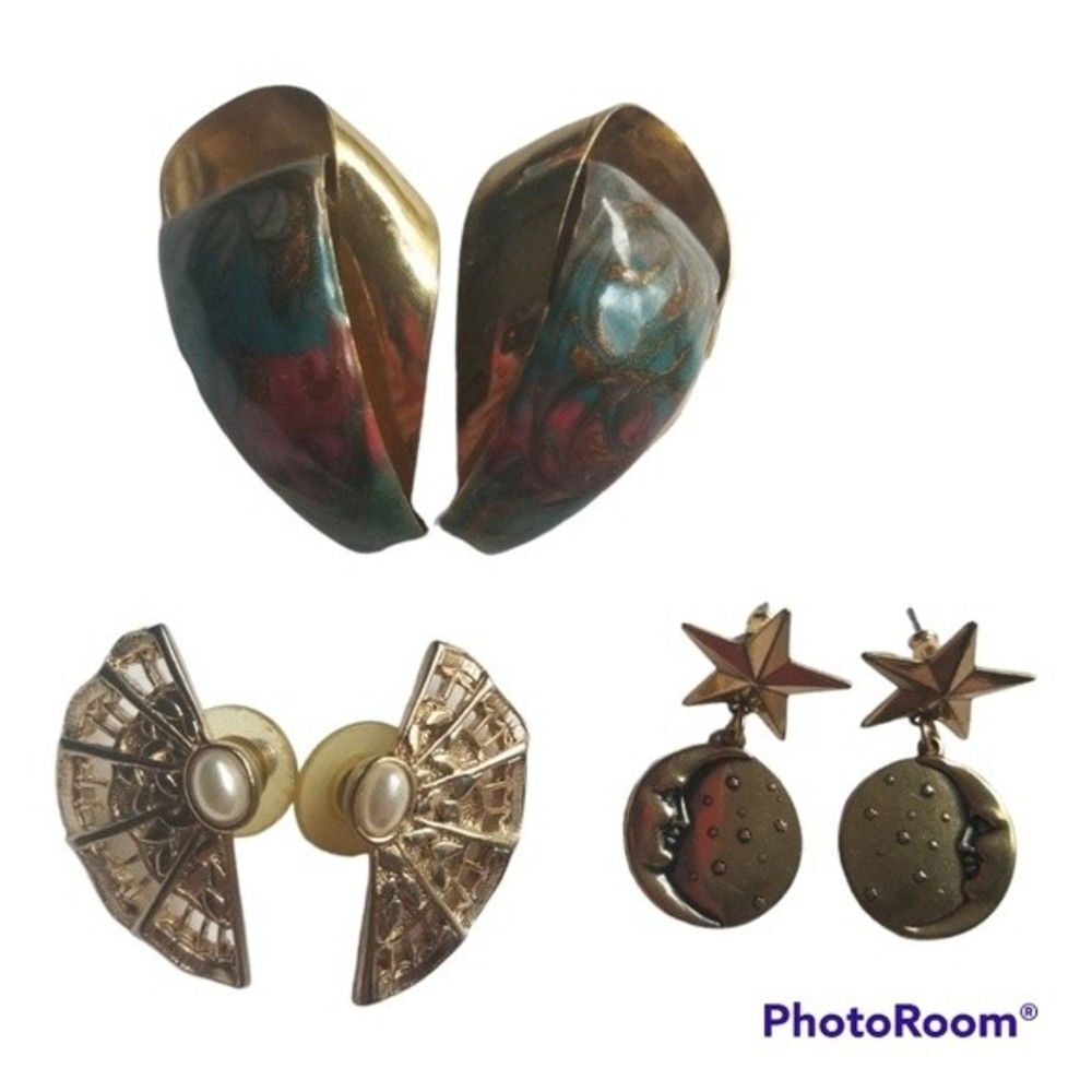 3 pair Vintage Pierced Earrings